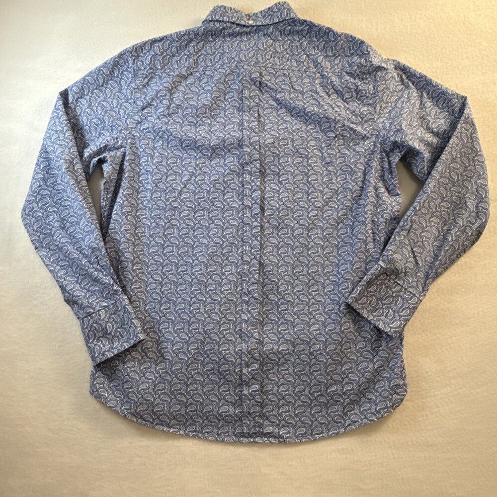 Ben Sherman Mens Button Down Shirt XL Paisley Long Sleeve Blue/White 100% cotton - Picture 8 of 10